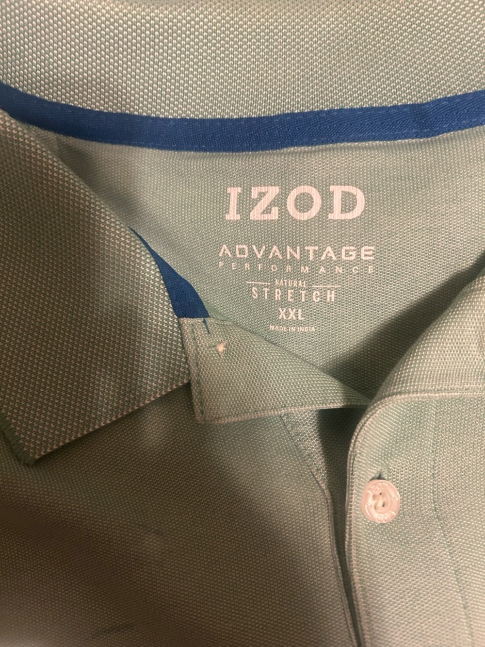Izod Men's Advantage Performance Stretch Polo - Mint Green with Blue Trim